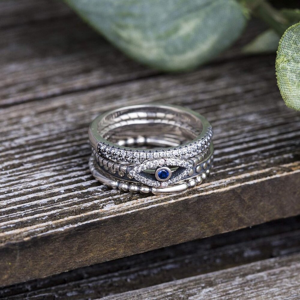 Trendy Oxidized Sterling Silver Stackable Eternit… - image 4